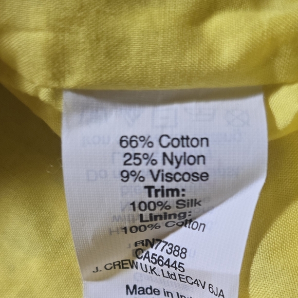 J.CREW Dress Womens 6 Yellow Lace Boatneck Shift Pockets Cotton Blend Romantic - Picture 5 of 8